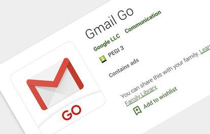 Gmail Go en la Play Store de Android.