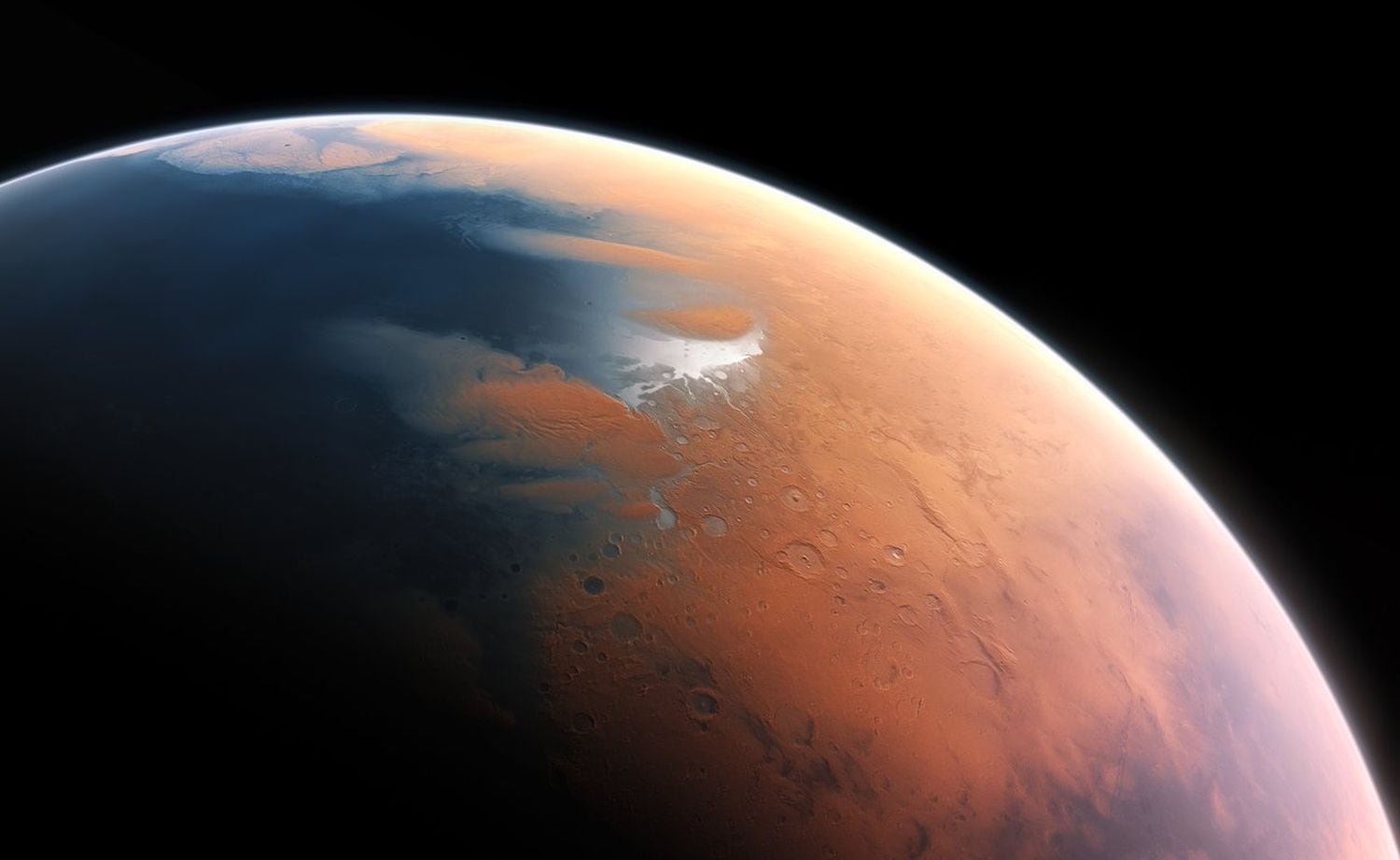 Ilustración artística de Marte hace 4.000 millones de años, cubierto de agua.