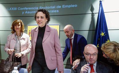 La ministra de Trabajo, Migraciones y Seguridad Social, Magdalena Valerio, el jueves en Madrid.