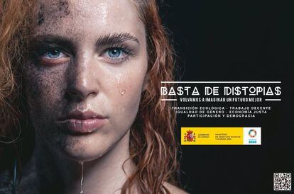 Uno de los carteles de la campaña 'Basta de distopías', del Ministerio de Derechos Sociales.