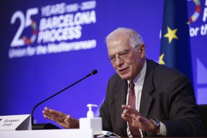 El Alto Representante de la Unión Europea para Asuntos Exteriores y Política de Seguridad, Josep Borrell, en rueda de prensa el 27 de noviembre desde Barcelona.