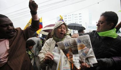 Protestas contra el peri&oacute;dico  El Universo, en Quito, en 2012.