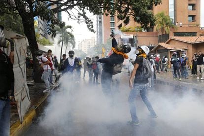 Protestas este jueves en Caracas.