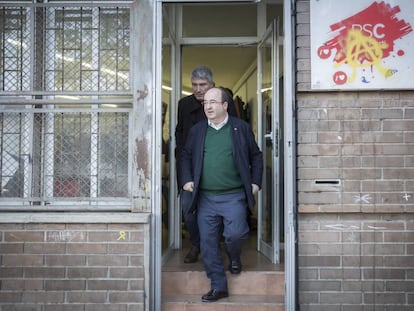 El primer secretario del PSC, Miquel Iceta, en la sede del partido de Sant Martí, en Barcelona.