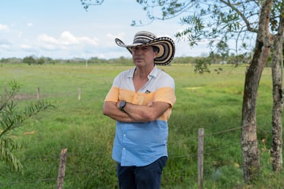 Marco Tulio Uribe, ganadero de la región de La Mojana, en la vía Majagual - San Marcos, el 22 de noviembre de 2022.
