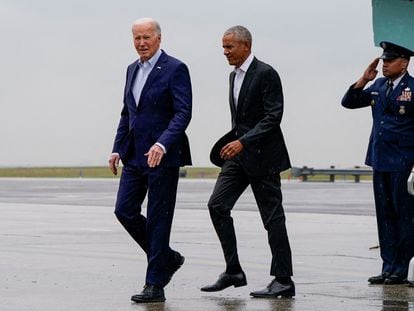 Joe Biden y Barack Obama aterrizan en Nueva York este jueves.