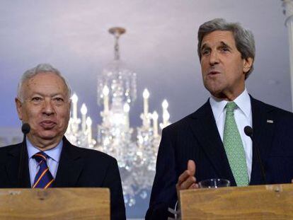 El ministro de Asuntos Exteriores espa&ntilde;ol, Jos&eacute; Manuel Garc&iacute;a-Margallo, y el secretario de Estado de EE UU, John Kerry.