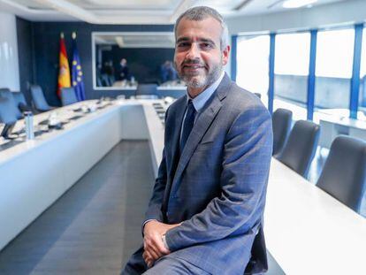 El presidente de Aena, Maurici Lucena, momentos antes de la entrevista en la sede de la compañía en Madrid.