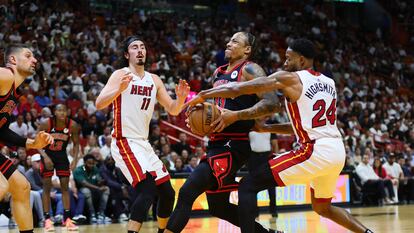 Un momento del partido de este viernes entre Miami Heat y los Chicago Bulls.