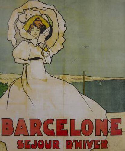 Cartell promocional de Barcelona com a destí turístic d’hivern, realitzat per John Hassall, el 1906. 