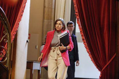La presidenta del Parlament, Carmen Forcadell, el 6 de septiembre, antes de aprobar la ley del referéndium.