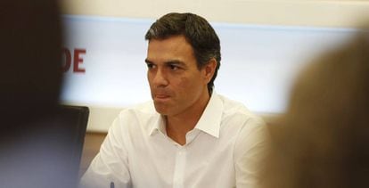 El líder del PSOE, Pedro Sanchez, en la ejecutiva del lunes.