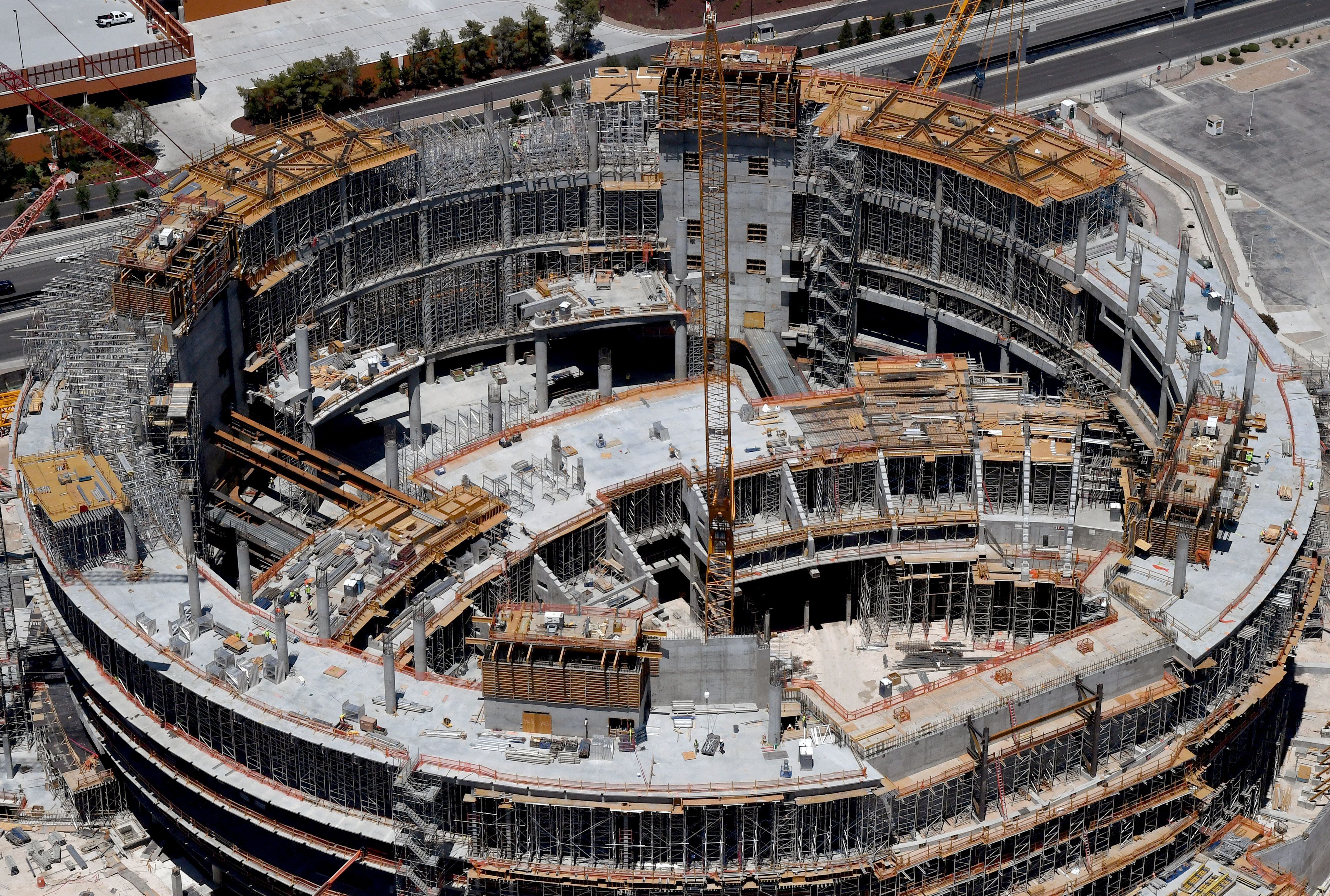 Las impactantes obras de construcción de The Sphere en Las Vegas tal y como estaban en mayo de 2020, cuando fueron interrumpidas debido a la pandemia.