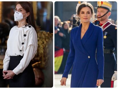 La reina Letizia en la Pascua Militar de 2021, 2020 y 2019.