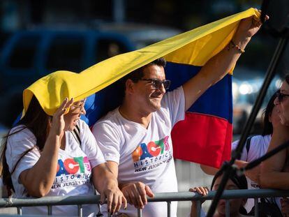Colombianos resididos en Estados Unidos durante la visita de Gustavo Petro a Nueva York, el 19 de septiembre de 2022.