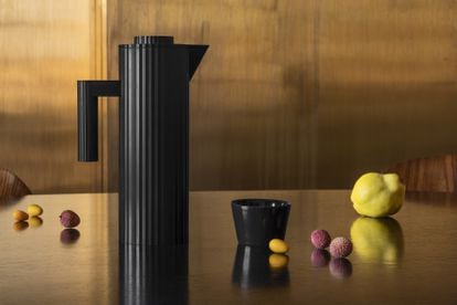 Black coffee thermos and mug from Italian design firm Alessi.
