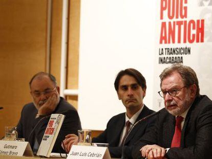 Juan Luis Cebrian y Angel Juanes, presentan el libro Puig Antich, la transición inacabada, de Gutmaro Gomez Bravo.