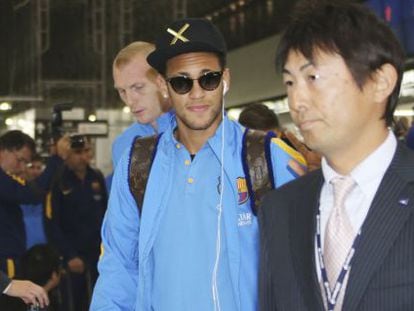 Neymar, dilluns, en la seva arribada al Japó.