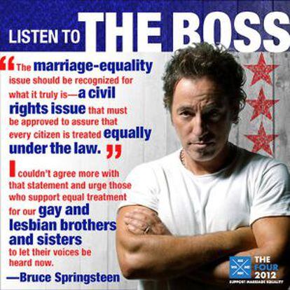 Bruce Springsteen, en la campaña a favor del matrimonio homosexual. 