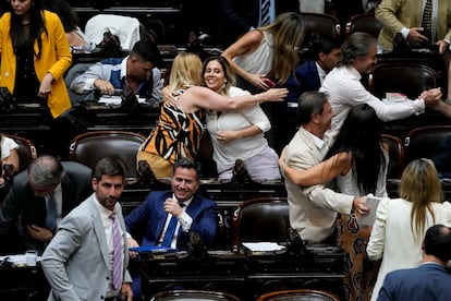 Deputies celebrate the approval of the omnibus law this Friday.