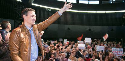 Pedro S&aacute;nchez en el acto de Zaragoza.