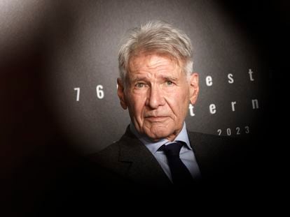 Harrison Ford, el viernes por la mañana en la rueda de prensa de 'Indiana Jones y el dial del destino'.