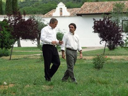 George W. Bush y Aznar en Quintos de Mora en 2001.