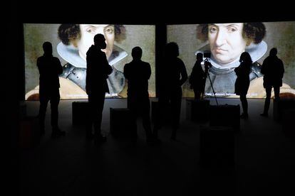 Vídeo que da título a la expo, 'Una voz para Erauso. Epílogo ñara un tiempo trans', y muestra el retrato de Erauso por Van der Hamen.