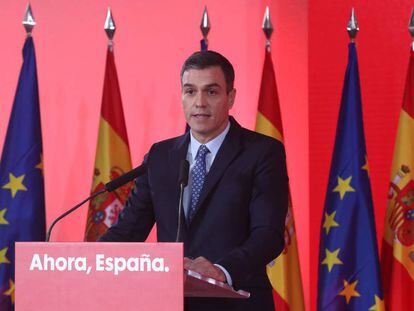 Pedro Sánchez durante la presentación de su programa para las elecciones del 10-N.