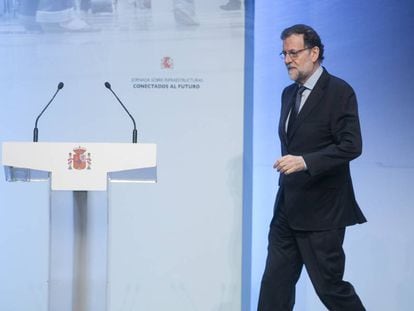 El presidente Mariano Rajoy en el transcurso del Forum &#039;Conectados al Futuro&#039;, en Barcelona.