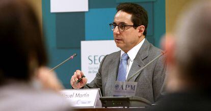Miguel Martín, durante la presentacion de 'Las cifras del cáncer 2017'.