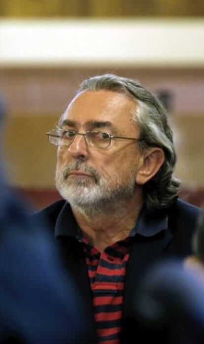 Correa, presunto líder de la trama Gürtel, durante la sesión del juicio de hoy.