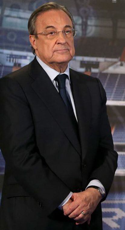 Florentino Pérez, durante el acto de despedida de Casillas.