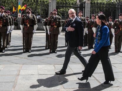 La ministra de Defensa, Margarita Robles, recibía este miércoles a su homólogo ucranio, Oleksii Reznikov, en el Ministerio de Defensa en Madrid.