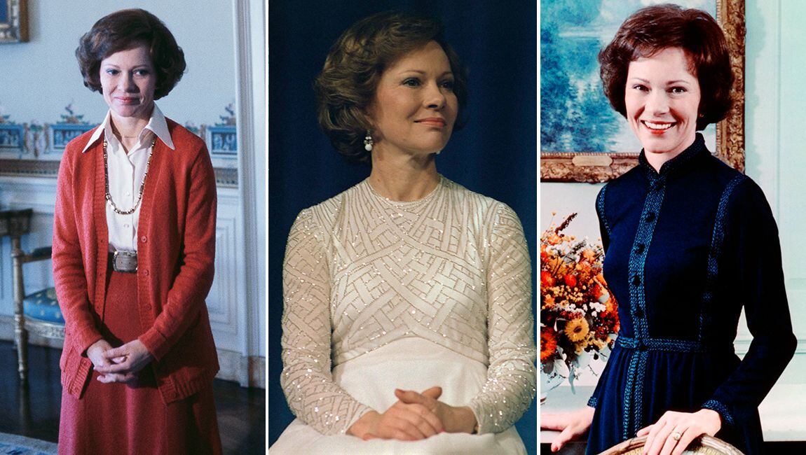 Tres imágenes de Rosalynn Carter tomadas durante sus años en La Casa Blanca (1977-1981).
