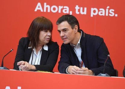 La presidenta del PSOE, Cristina Narbona, y el secretario general, Pedro S&aacute;nchez, en el &uacute;ltimo comit&eacute; federal.
