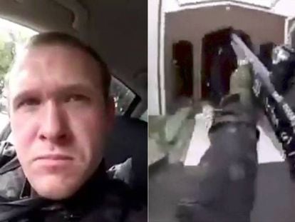 Captura de la cara de uno de los atacantes de Christchurch y del arma que ha usado este viernes en el atentado contra dos mezquitas. En vídeo, declaraciones de testigos y autoridades, y el momento de la detención de un presunto autor, Brenton Tarrant.