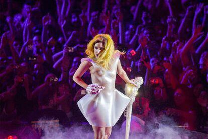 Lady Gaga, anoche en el concierto que dio en el Palau Sant Jordi de Barcelona.