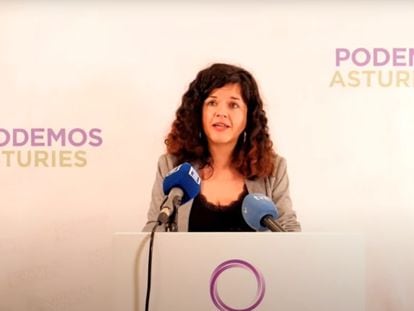 La diputada Sofía Castañón este jueves en la rueda de prensa de balance del año en Oviedo.