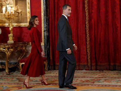 Los Reyes, el pasado día 24, antes del almuerzo ofrecido en el Palacio Real al presidente de Alemania.