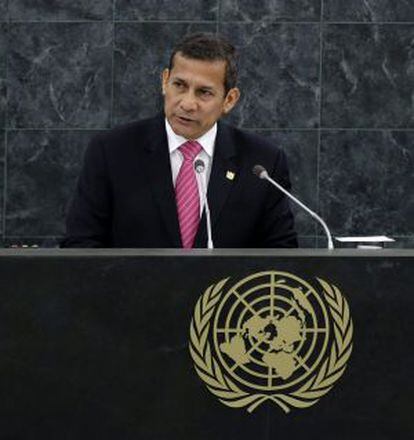 El presidente peruano, Ollanta Humala, durante su intervención en la Asamblea General de la ONU.