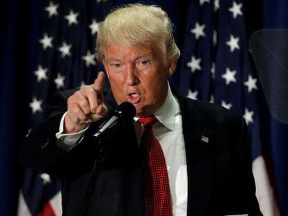 El candidato republicano Donald Trump en un discurso de campa&ntilde;a en Cleveland. 