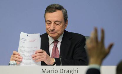 Mario Draghi, tras una reunión del Banco Central Europeo.