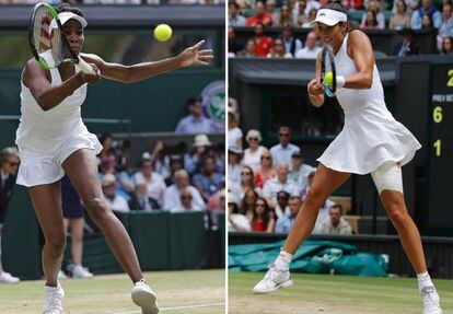 Garbiñe Muguruza y Venus Williams en Wimbledon 2017