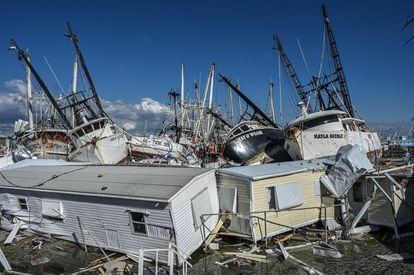 Damage caused by Hurricane Ian on the island of San Carlos, Florida, on October 1, 2022.  