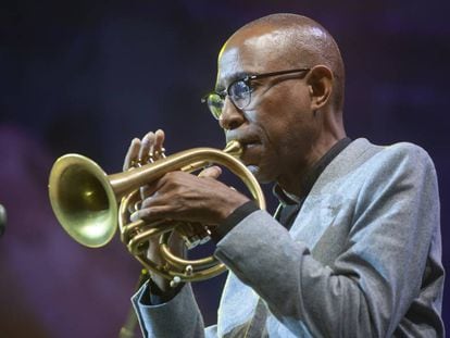 El trompetista de jazz Ron Miles, ayer, en la 54º edición del Festival Heineken Jazzaldia.