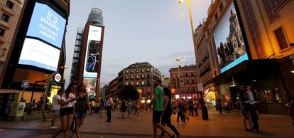 La salida del metro de Callao, uno de los "quedódromos" de la capital.