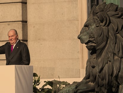 Juan Carlos I, durante los actos de conmemoracion del 40 aniversario de la Constitucion en el Congreso de los Diputados.