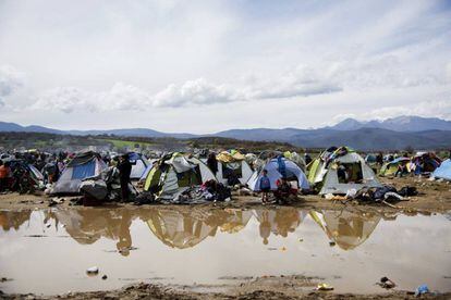 Un campamento de refugiados en la frontera griega con Macedonia el pasado 19 de mayo.