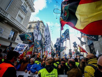 Manifestación de policías y guardias civiles celebrada el pasado 27 de noviembre en el centro de Madrid convocada por Jusapol, Jupol y Jucil.